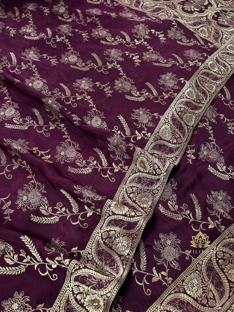 Plum Wine Banarasi Uppada Silk Saree