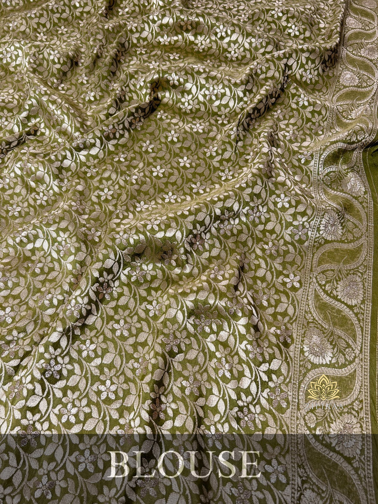 Mehendi Green Banarasi Uppada Silk Saree