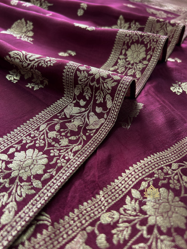 Sangria Wine Banarasi Uppada Silk Saree