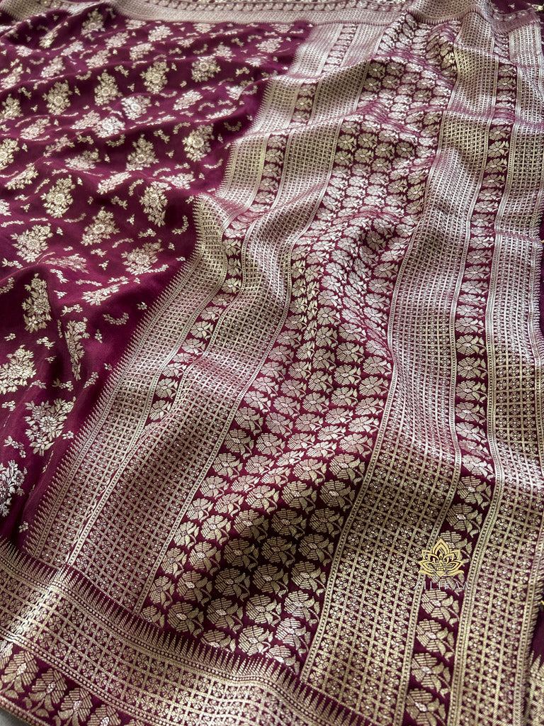 Sangria Wine Banarasi Uppada Silk Saree