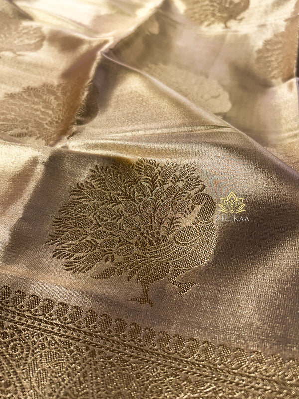 Vintage Gold Kanchipuram Tissue Silk Saree