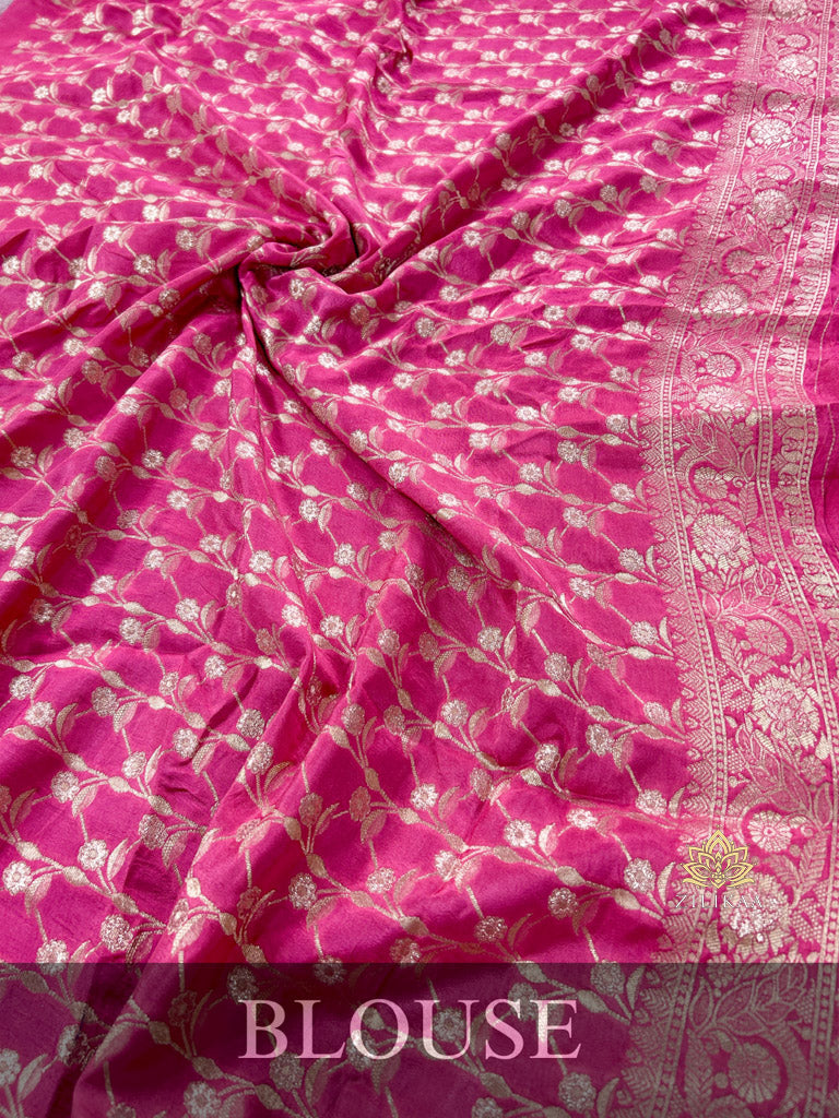 Onion Pink Banarasi Uppada Silk Saree