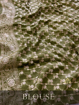 Mehendi Green Banarasi Uppada Silk Saree