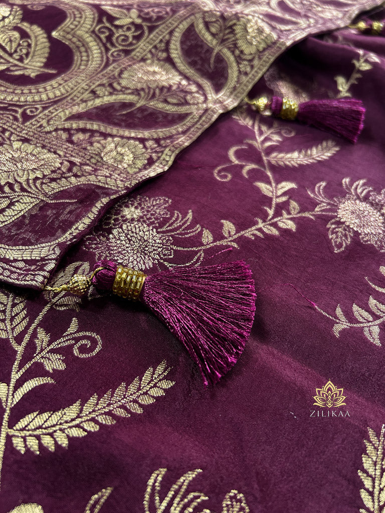 Plum Wine Banarasi Uppada Silk Saree