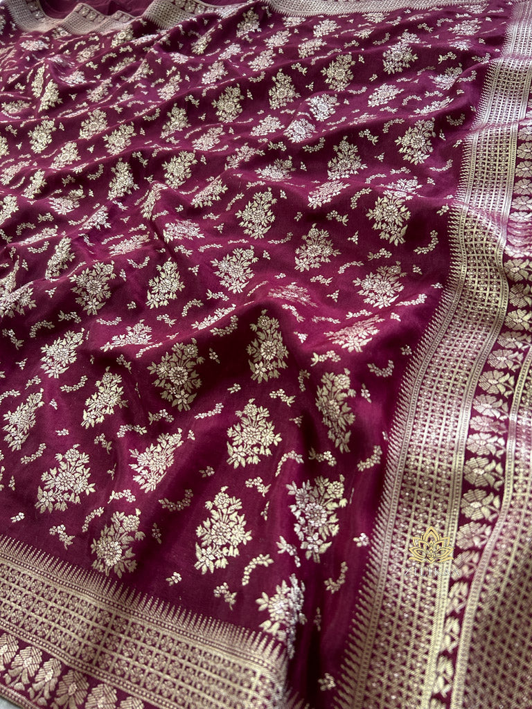 Sangria Wine Banarasi Uppada Silk Saree