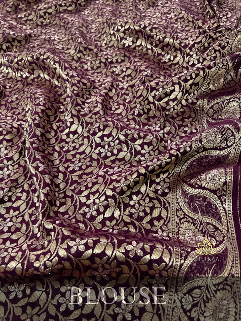 Plum Wine Banarasi Uppada Silk Saree