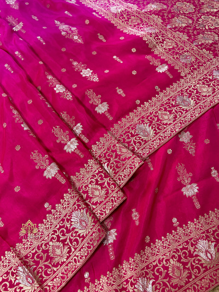 Hand-Dyed Double Shade Banarasi Uppada Silk saree