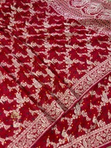 Scarlet Red Banarasi Meenakari Khaddi Weaved Georgette Saree