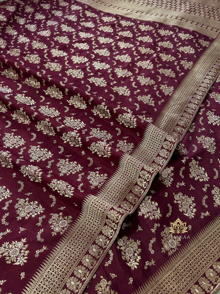 Sangria Wine Banarasi Uppada Silk Saree