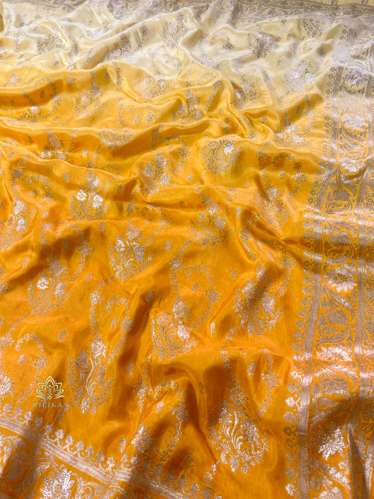 Hand-Dyed Double Shade Banarasi Uppada Silk saree