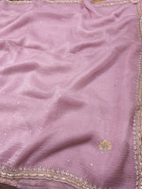 Baby Pink Crush Tissue Silk Saree With Heavy Stitch Designer Blouse