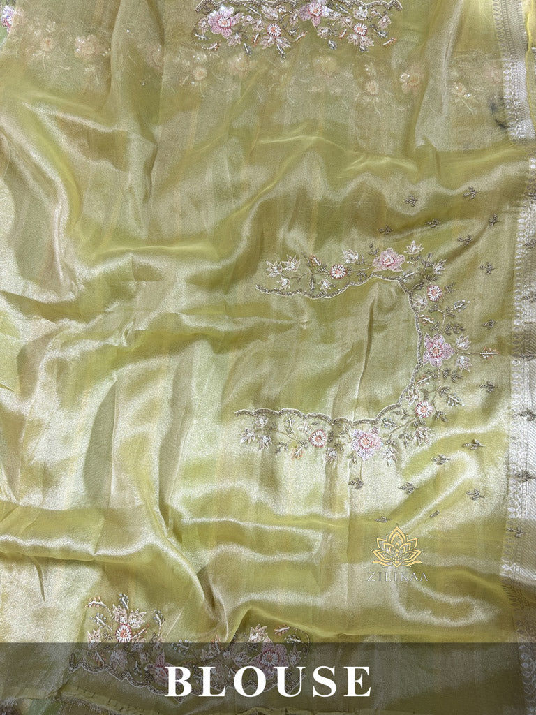 Rangkat Kanchi Soft Tissue Silk Saree With Beautiful Handwork