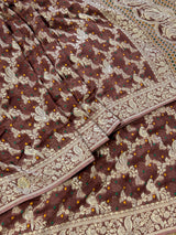 Caramel Brown Banarasi Meenakari Khaddi Weaved Georgette Saree