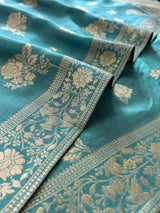 Turquoise Green Banarasi Uppada Silk Saree