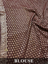 Caramel Brown Banarasi Meenakari Khaddi Weaved Georgette Saree