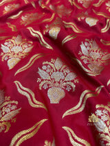 Crimson Red Meenakari Banarasi Katan Silk Saree
