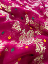 Queen Pink Banarasi Meenakari Khaddi Weaved Georgette Saree