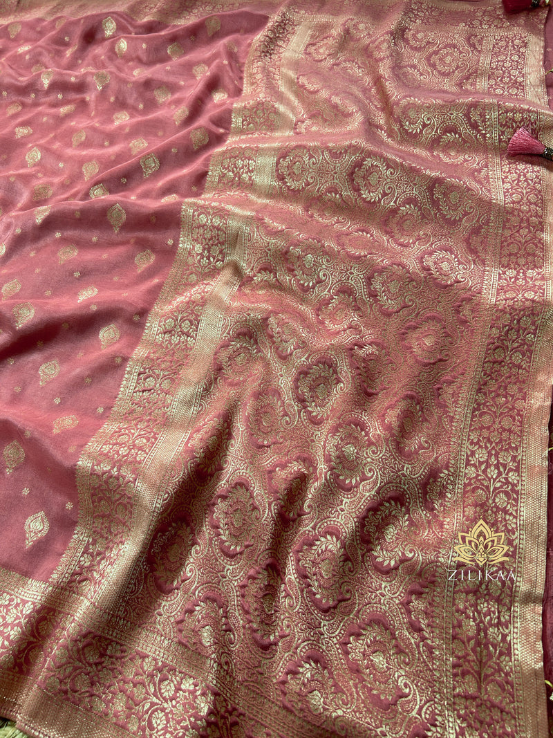 Orchid Pink Banarasi Uppada Silk Saree