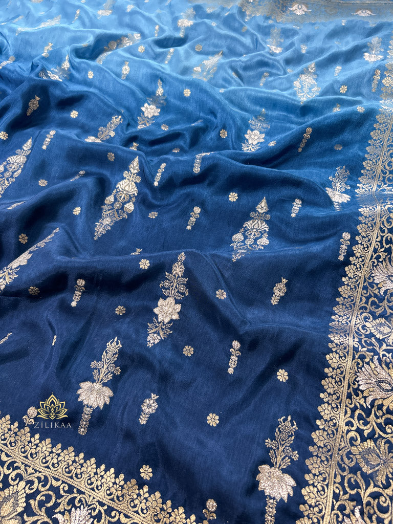 Hand-Dyed Double Shade Banarasi Uppada Silk saree