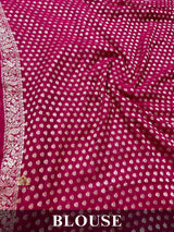 Queen Pink Banarasi Meenakari Khaddi Weaved Georgette Saree