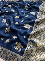 Midnight Blue Banarasi Uppada Silk Saree