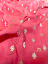 Salmon Pink Zardozi Handwork Katan silk saree