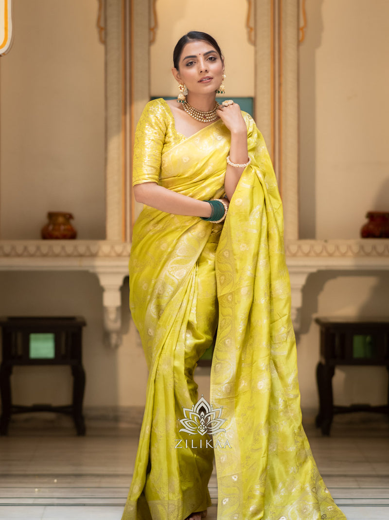 Baby Mehendi Banarasi Uppada Silk Saree