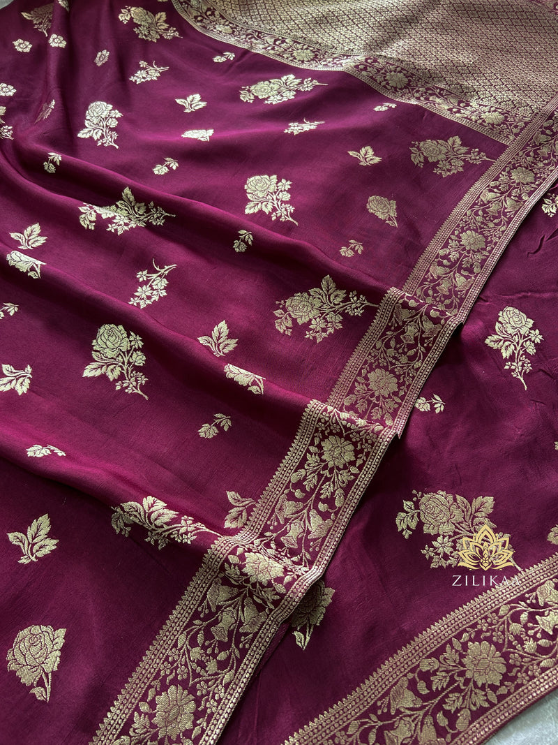 Sangria Wine Banarasi Uppada Silk Saree