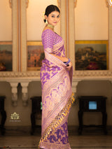 Royal Lavender Banarasi Meenakari Khaddi Weaved Georgette Saree