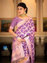 Royal Lavender Banarasi Meenakari Khaddi Weaved Georgette Saree