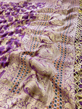 Royal Lavender Banarasi Meenakari Khaddi Weaved Georgette Saree