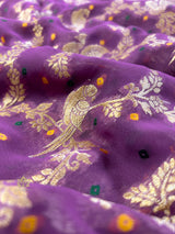 Royal Lavender Banarasi Meenakari Khaddi Weaved Georgette Saree