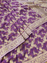 Royal Lavender Banarasi Meenakari Khaddi Weaved Georgette Saree