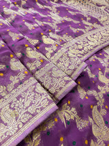 Royal Lavender Banarasi Meenakari Khaddi Weaved Georgette Saree