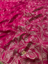 Queen Pink Banarasi Uppada Silk Saree