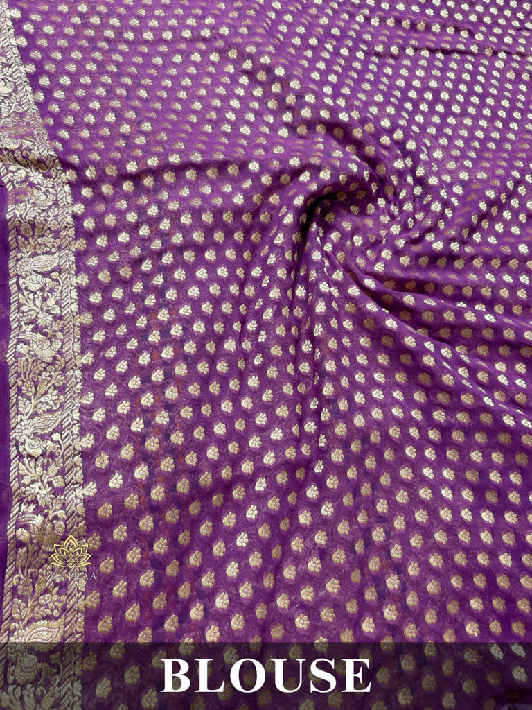 Royal Lavender Banarasi Meenakari Khaddi Weaved Georgette Saree