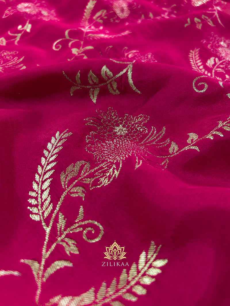 Queen Pink Banarasi Uppada Silk Saree