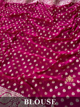 Queen Pink Banarasi Khaddi Weaved Georgette Saree