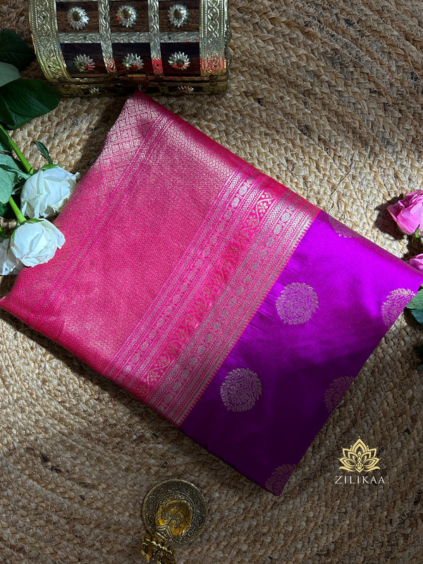 Eggplant Purple Banarasi Katan Silk Saree