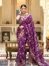 Berry Purple Banarasi Uppada Silk Saree