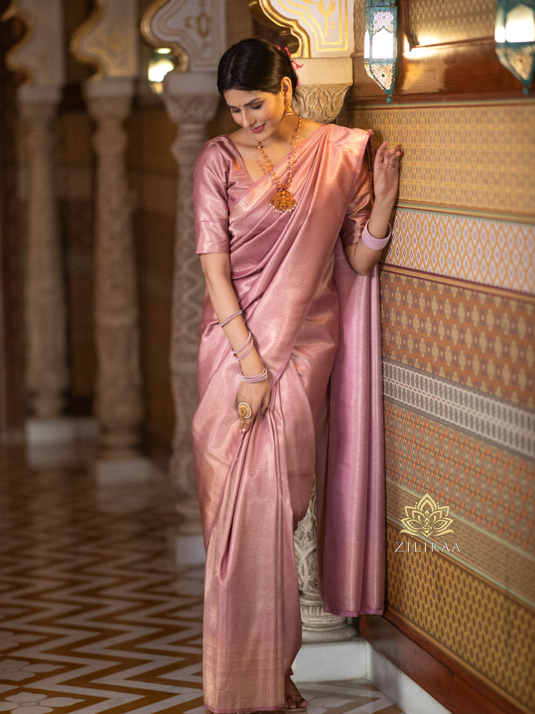 Lilac Purple Kanchipuram Silk Saree