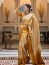 Ivory Golden Kanjeevaram Silk Saree