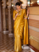 Medallion Golden Yellow Kanchipuram Silk Saree