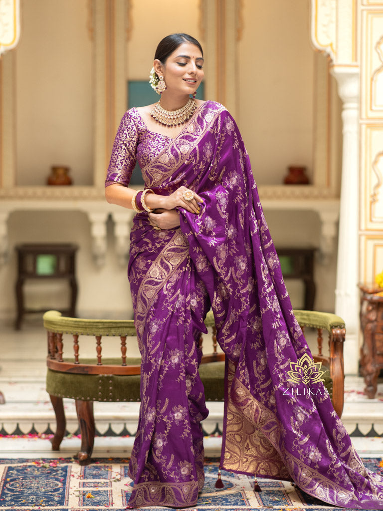 Berry Purple Banarasi Uppada Silk Saree