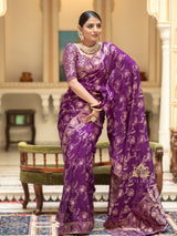 Berry Purple Banarasi Uppada Silk Saree