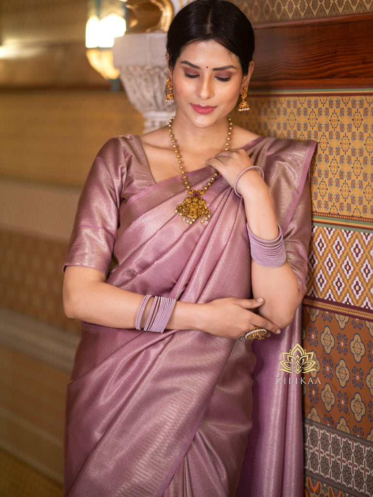 Lilac Purple Kanchipuram Silk Saree