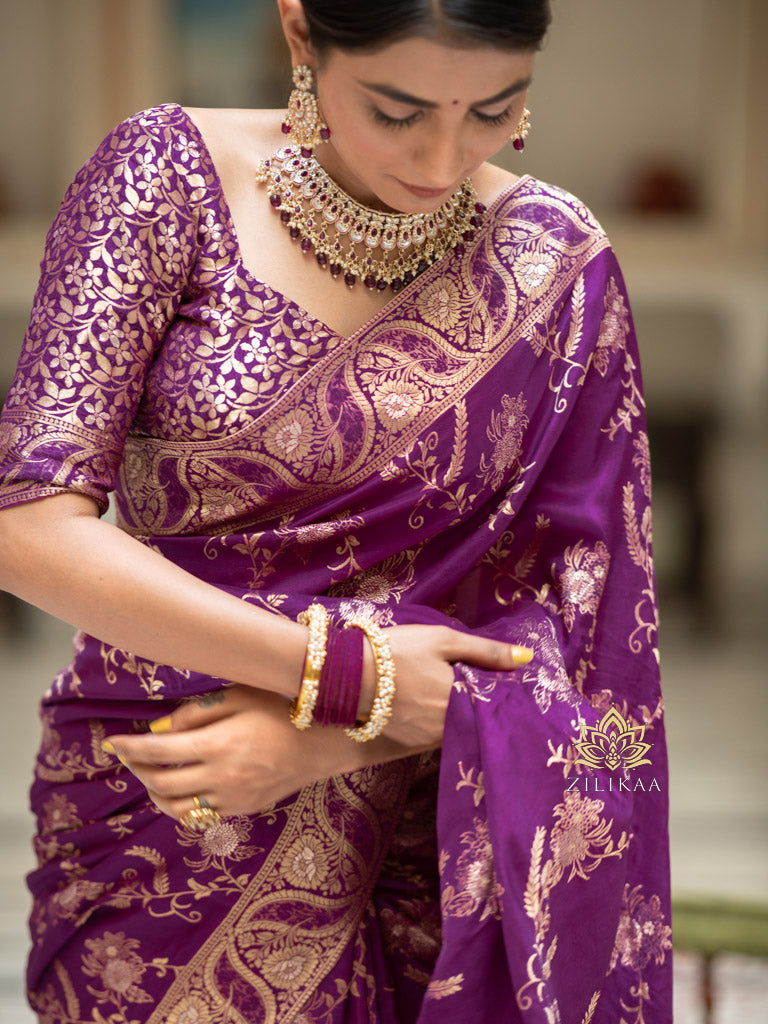 Berry Purple Banarasi Uppada Silk Saree