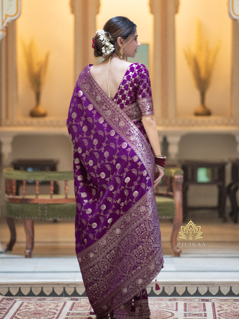 Berry Purple Banarasi Uppada Silk Saree