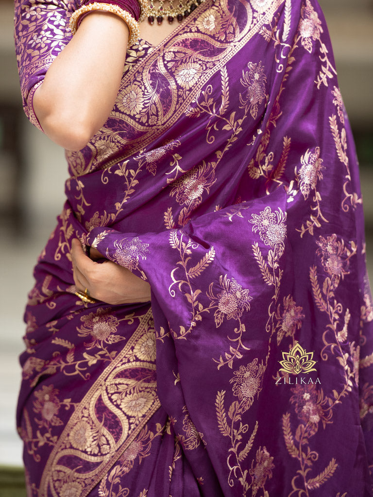 Berry Purple Banarasi Uppada Silk Saree