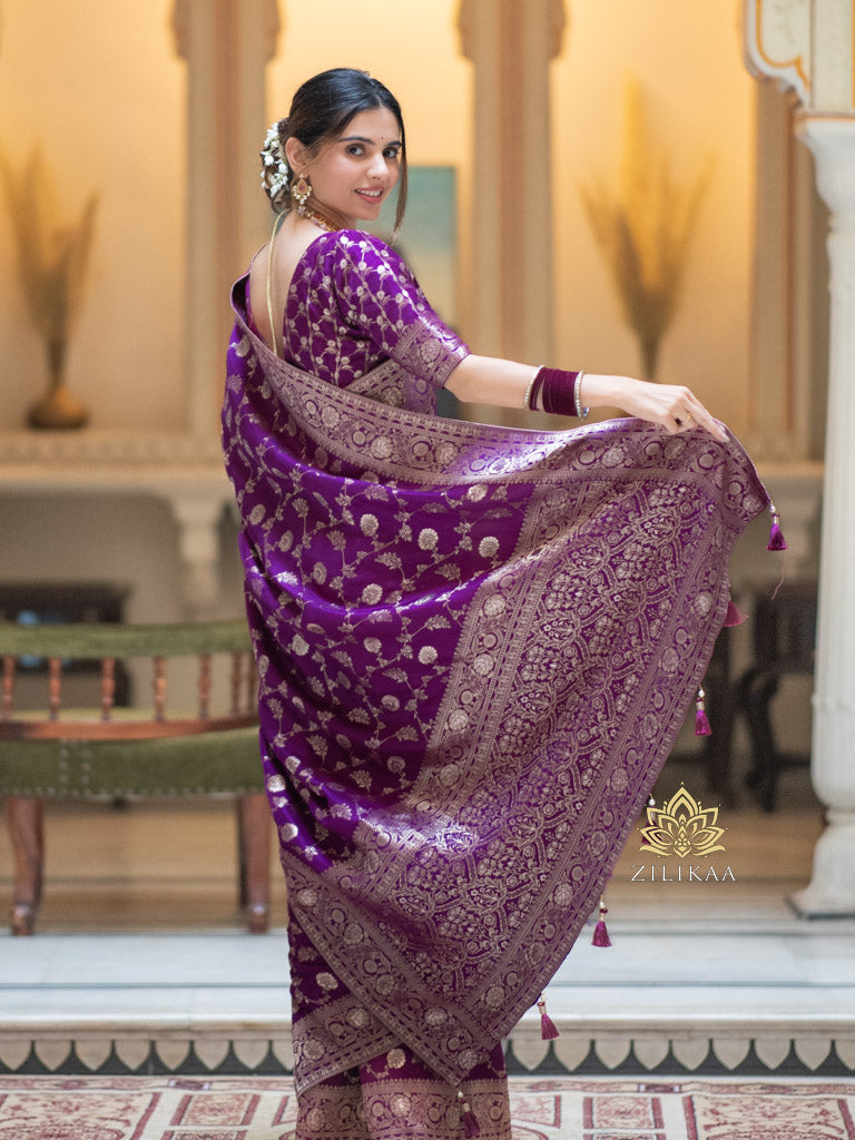 Berry Purple Banarasi Uppada Silk Saree